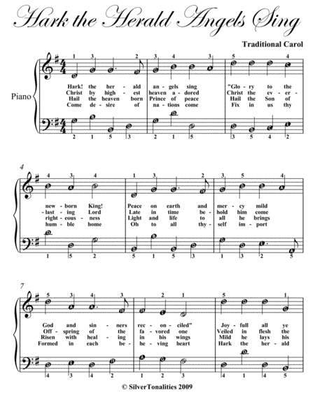 Hark The Herald Angels Sing Easy Piano Sheet Music Page 2