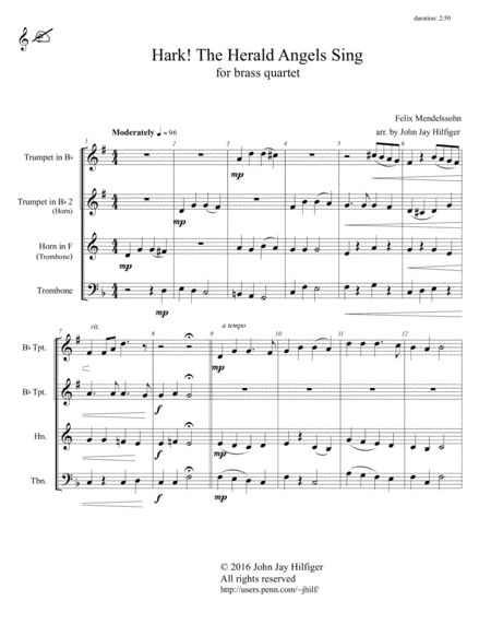 Hark The Herald Angels Sing For Brass Quartet Page 2