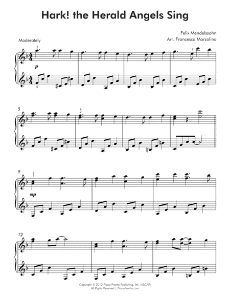 Hark The Herald Angels Sing Intermediate Piano Page 2