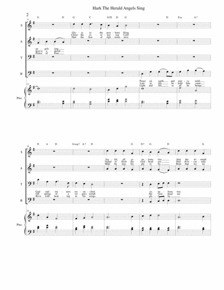 Hark The Herald Angels Sing Satb Piano Page 2
