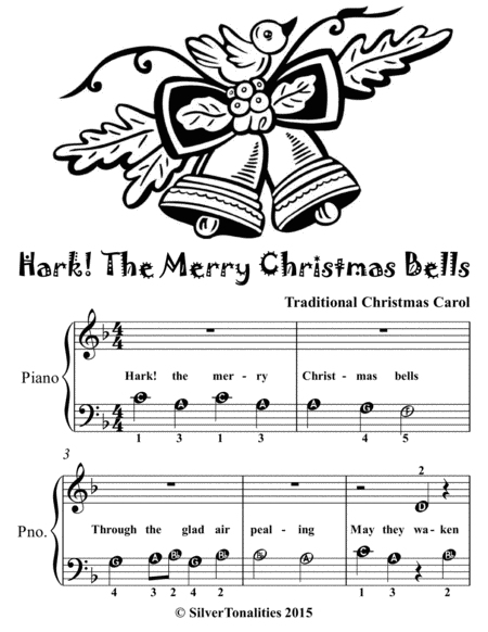 Hark The Merry Christmas Bells Beginner Piano Sheet Music Tadpole Edition Page 2