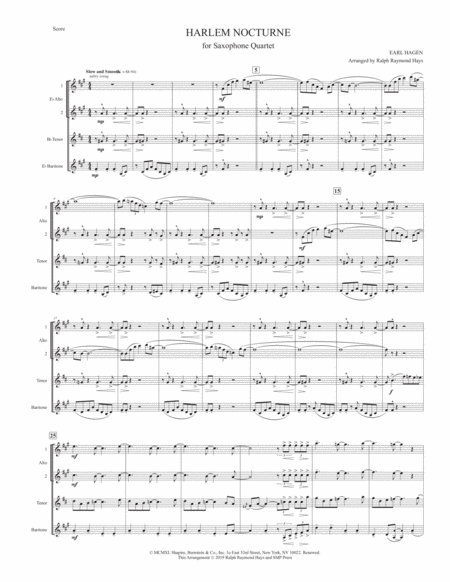 Harlem Nocturne For Saxophone Quartet Page 2