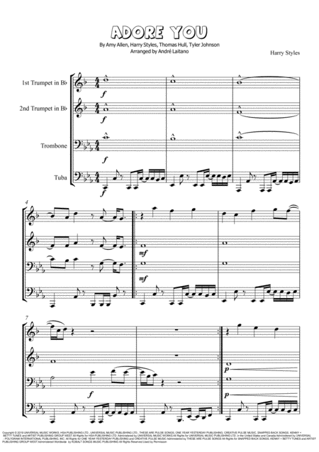 Harry Styles Adore You Brass Quartet Page 2