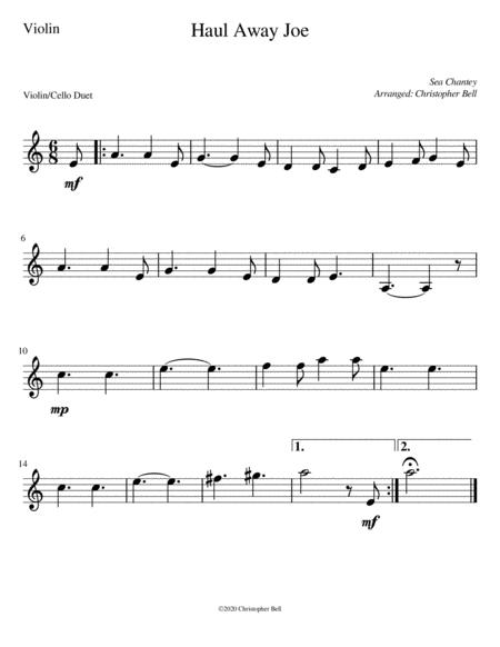 Haul Away Joe Easy Violin Cello Duet Page 2