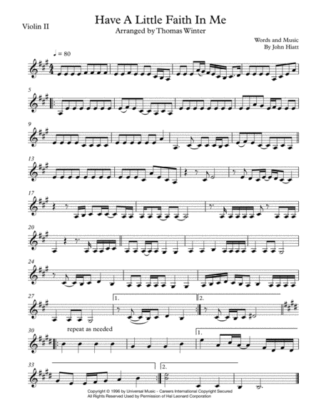 Have A Little Faith In Me String Quartet Page 2