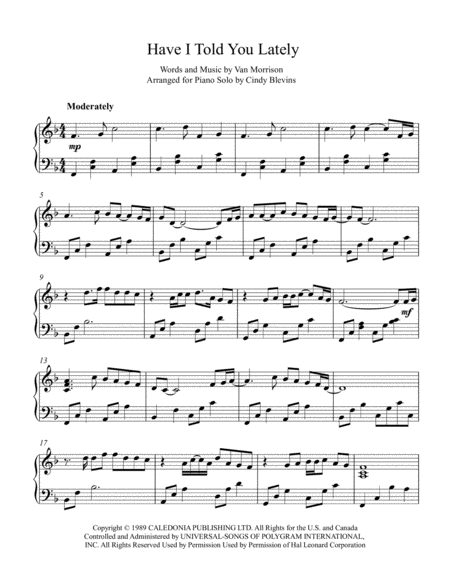 Have I Told You Lately Arranged For Piano Solo Page 2