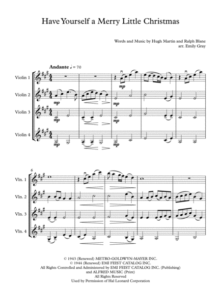 Have Yourself A Merry Little Christmas 4 Violins Page 2