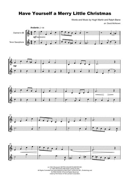 Have Yourself A Merry Little Christmas For Clarinet And Tenor Saxophone Duet Page 2