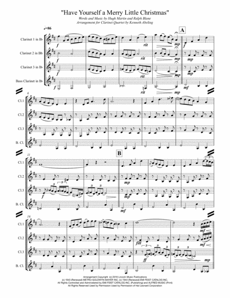 Have Yourself A Merry Little Christmas For Clarinet Quartet Concert C Page 2