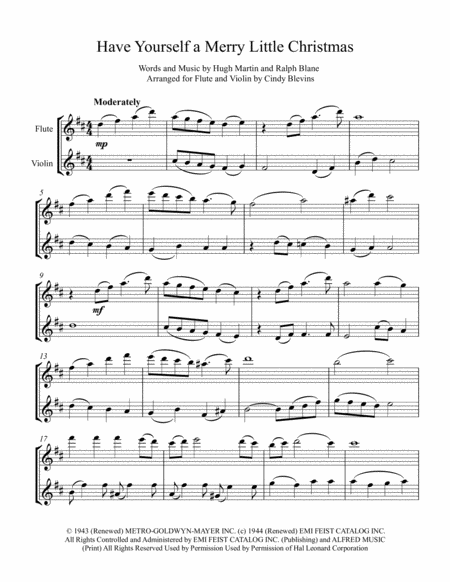 Have Yourself A Merry Little Christmas From Meet Me In St Louis Arranged For Flute And Violin Page 2
