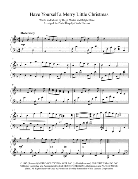 Have Yourself A Merry Little Christmas From Meet Me In St Louis Arranged For Pedal Harp Page 2