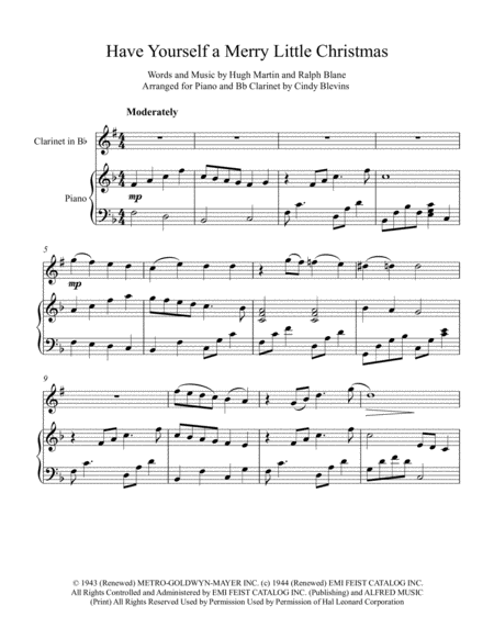 Have Yourself A Merry Little Christmas From Meet Me In St Louis Arranged For Piano And Bb Clarinet Page 2