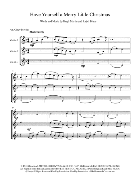 Have Yourself A Merry Little Christmas From Meet Me In St Louis Arranged For Violin Trio Page 2