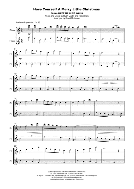 Have Yourself A Merry Little Christmas From Meet Me In St Louis Duet For Two Flutes Page 2