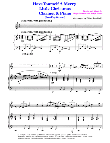 Have Yourself A Merry Little Christmas From Meet Me In St Louis For Clarinet And Piano Iazz Pop Version Page 2