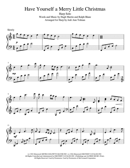 Have Yourself A Merry Little Christmas Harp Solo Page 2