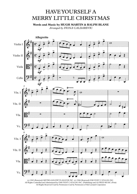 Have Yourself A Merry Little Christmas In The Style Of Mozart For String Quartet Page 2