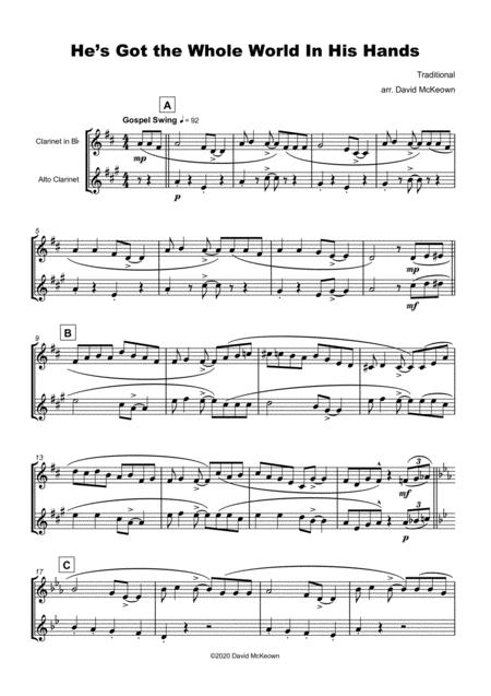 He Got The Whole World In His Hands Gospel Song For Clarinet And Alto Clarinet Duet Page 2