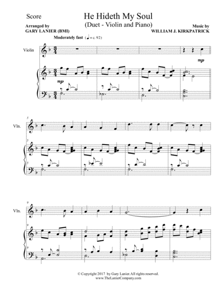 He Hideth My Soul Duet Violin Piano With Score Part Page 2