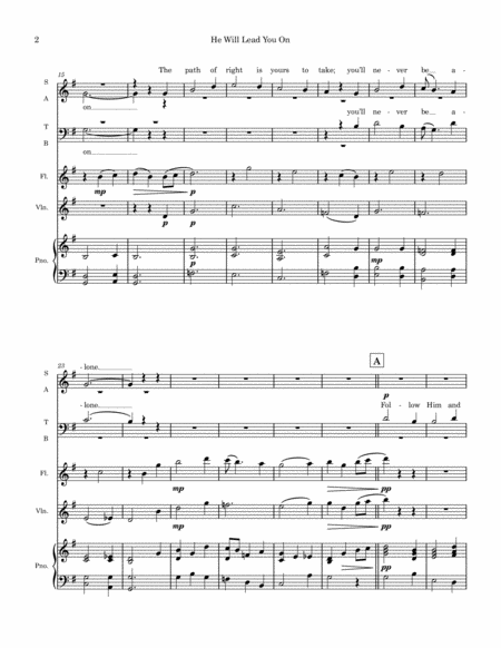 He Will Lead You On For Satb And Piano Optional Flute And Violin Page 2