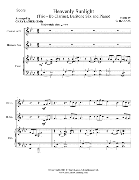 Heavenly Sunlight Trio Bb Clarinet Baritone Sax Piano With Score Parts Page 2