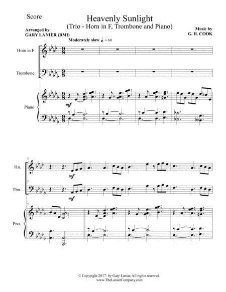 Heavenly Sunlight Trio Horn In F Trombone And Piano With Score Parts Page 2