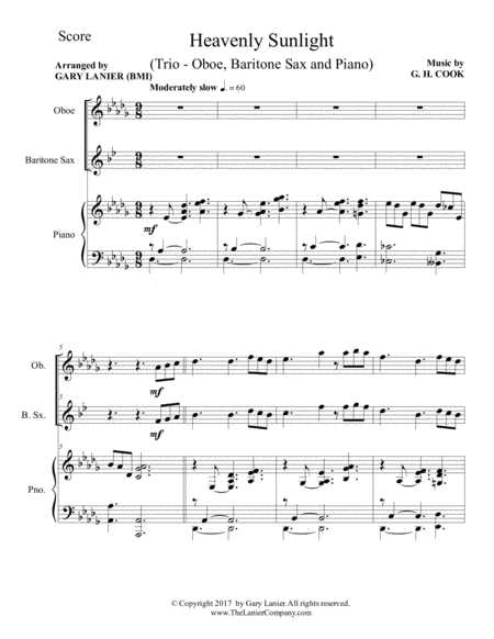 Heavenly Sunlight Trio Oboe Baritone Sax Piano With Score Parts Page 2