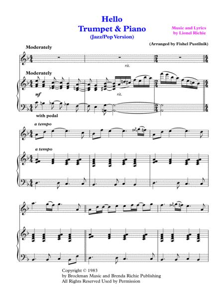 Hello For Trumpet And Piano Jazz Pop Version Video Page 2