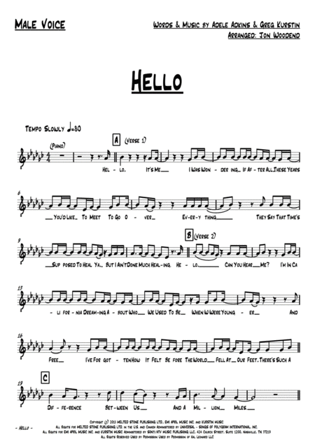 Hello Male Key 9 Piece Band Page 2