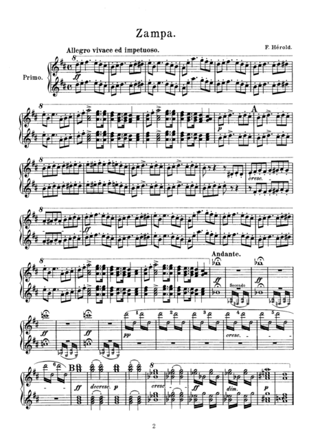 Helord Zampa Overture For Piano Duet 1 Piano 4 Hands Ph801 Page 2