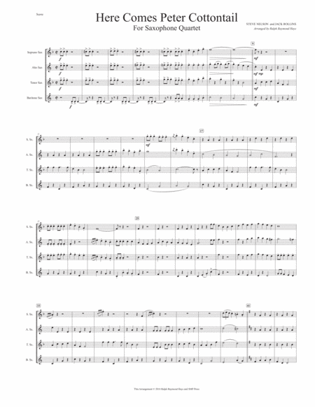 Here Comes Peter Cottontail For Saxophone Quartet Satb Page 2