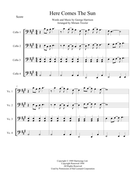 Here Comes The Sun For Cello Quartet Page 2