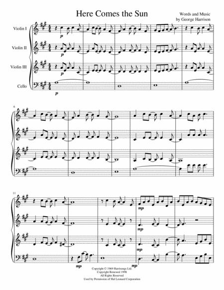 Here Comes The Sun Three Violins And Cello Page 2