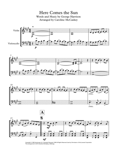 Here Comes The Sun Violin And Cello Duet Page 2