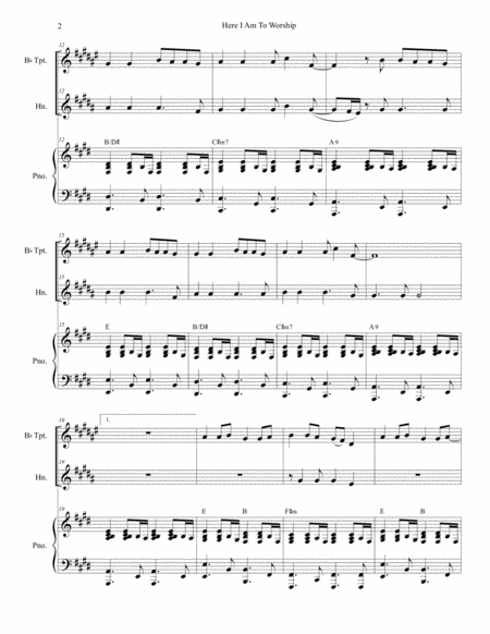 Here I Am To Worship Duet For Bb Trumpet And French Horn Page 2