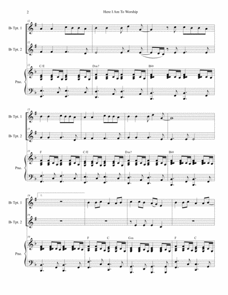 Here I Am To Worship Duet For Bb Trumpet Page 2