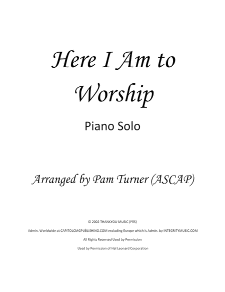 Here I Am To Worship Intermediate Piano Solo Page 2