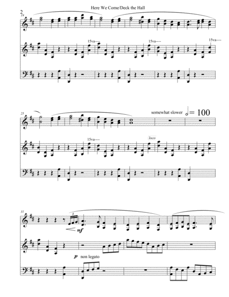 Here We Come A Caroling With Deck The Hall Advanced Piano Solo Or Organ Page 2