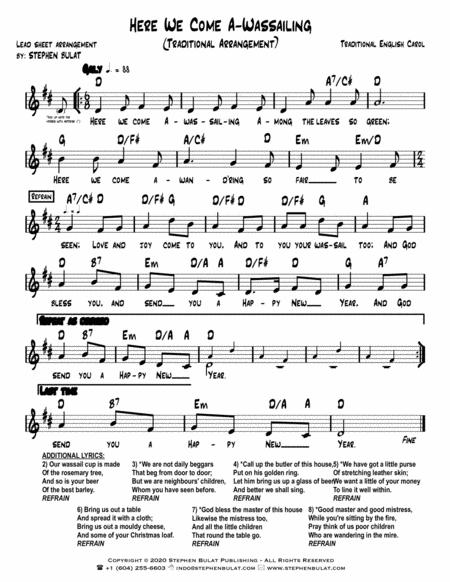 Here We Come A Wassailing Here We Come A Caroling Lead Sheet Arranged In Traditional And Jazz Style Key Of D Page 2