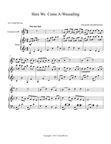Here We Come Awassailing Arranged For Harp And Bb Clarinet Page 2
