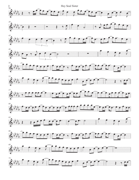 Hey Soul Sister Alto Sax Original Key Page 2