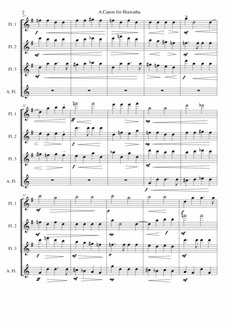 Hiawatha A Canon For Hiawatha For Flute Quartet 3 Flutes 1 Alto Flute Page 2