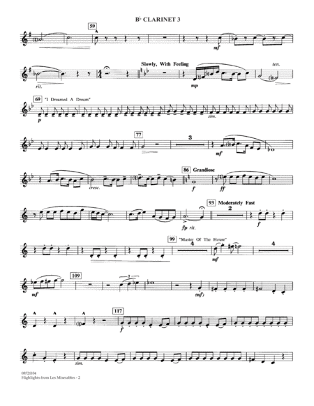 Highlights From Les Misrables Arr Johnnie Vinson Bb Clarinet 3 Page 2