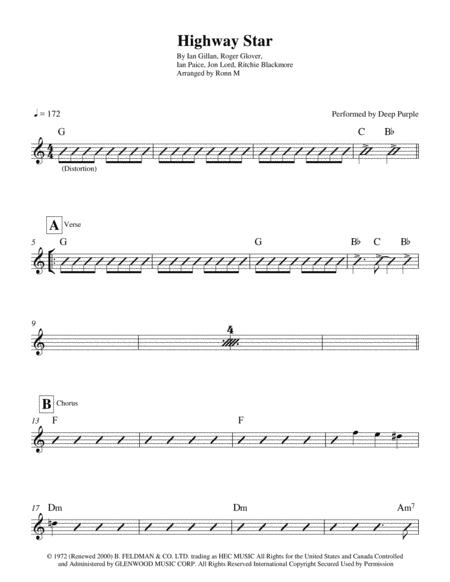 Highway Star Lead Sheet Performed By Deep Purple Page 2