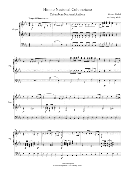 Himno Nacional Colombiano Columbian National Anthem Arranged For Organ Page 2