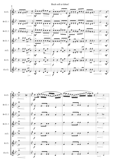 Hoch Soll Er Leben Long May He Prosper For Clarinet Choir Page 2