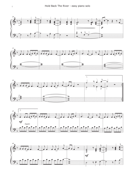 Hold Back The River Easy Piano Solo Page 2