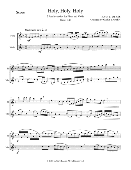 Holy Holy Holy 2 Part Invention For Flute And Violin Page 2