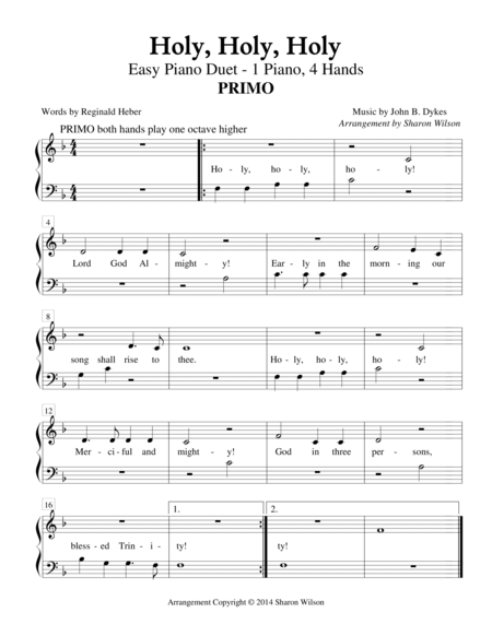 Holy Holy Holy Easy Piano Duet 1 Piano 4 Hands Page 2