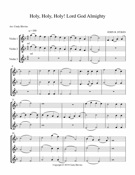 Holy Holy Holy For Violin Trio Page 2